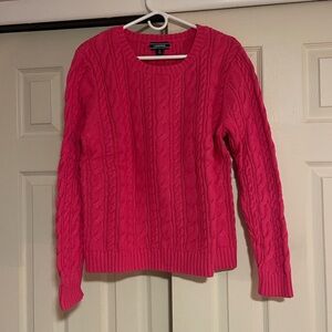 Lands' End Vibrant Pink Cable Knit Sweater